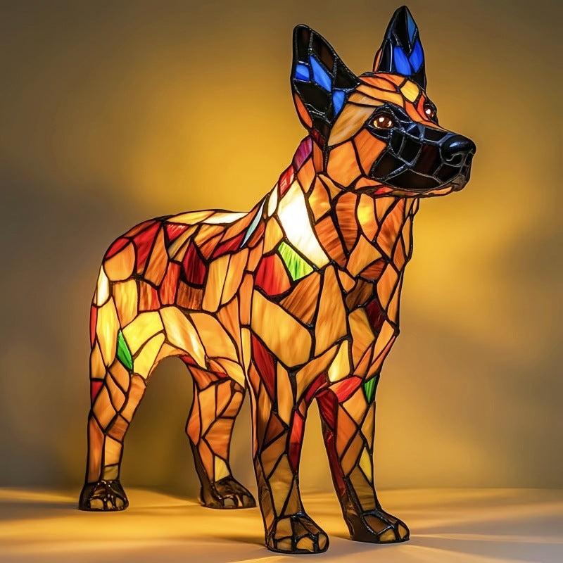 Glasmosaik skulptureret harpats hundefigur accent bordlampe