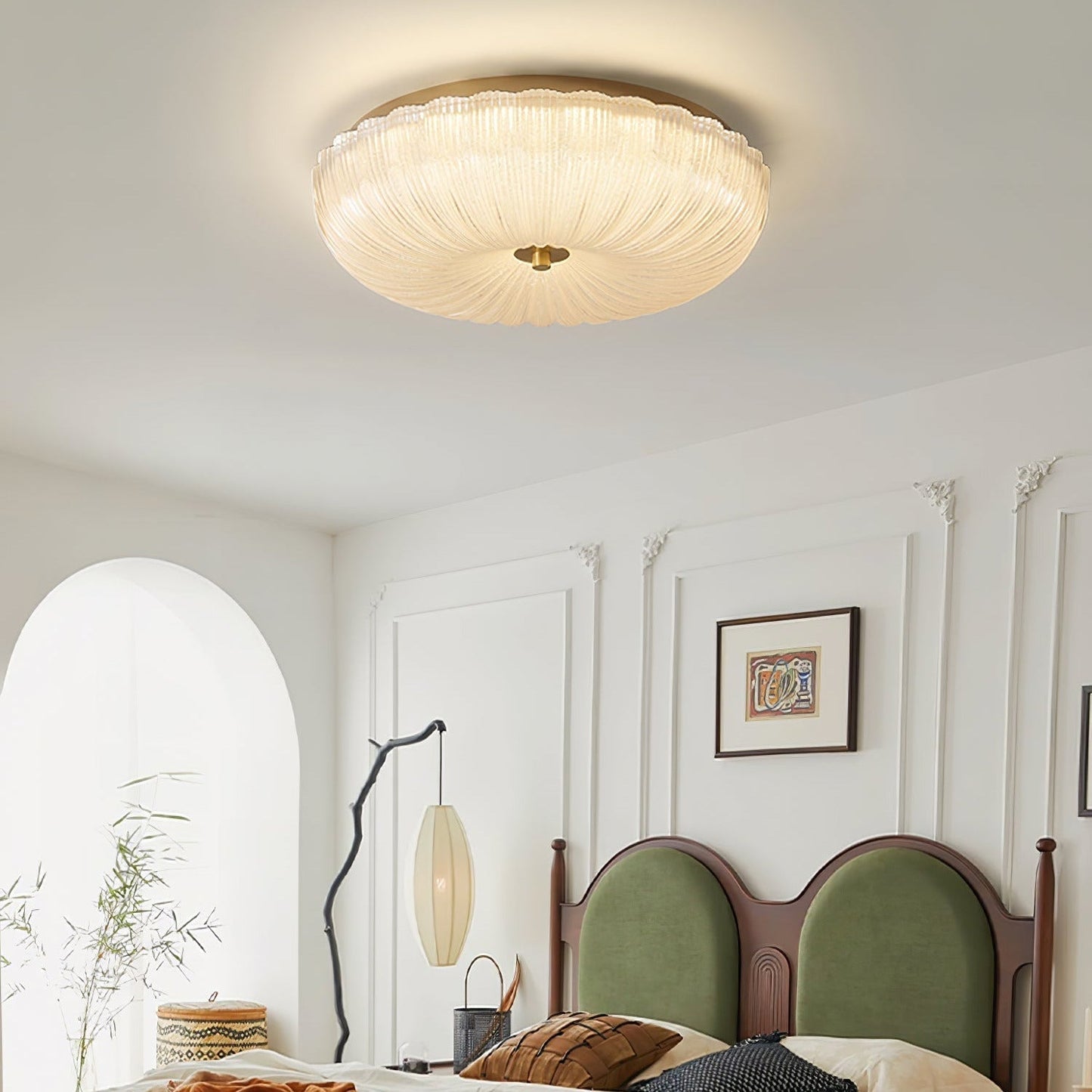 Halo | Elegant tekstureret bølget glas loftslampe
