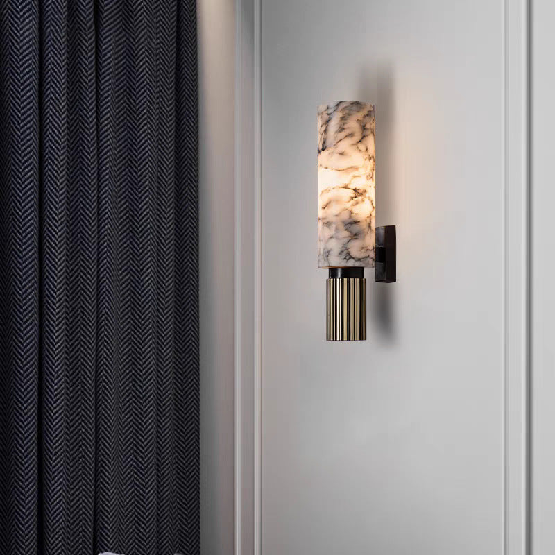 Nirree | Moderne marmor- og kobbersten cylinder væglampe