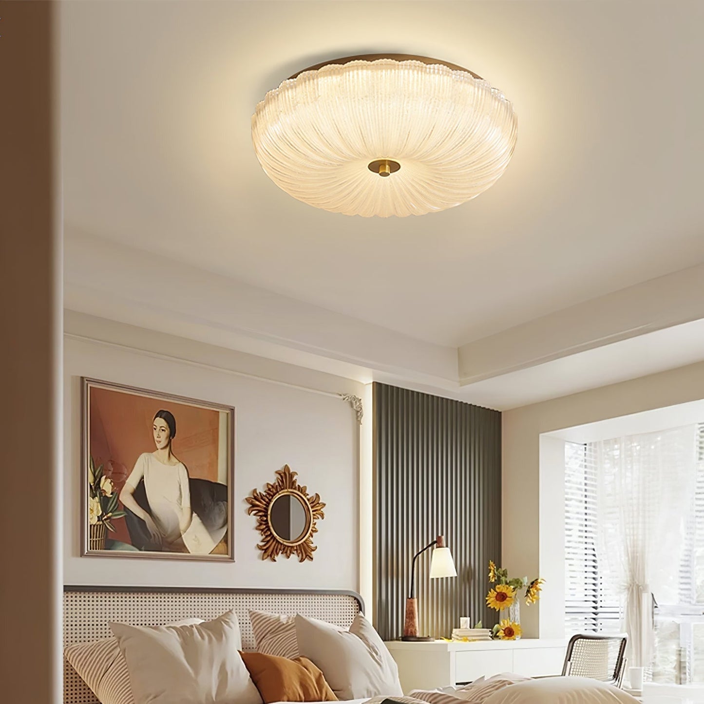 Halo | Elegant tekstureret bølget glas loftslampe