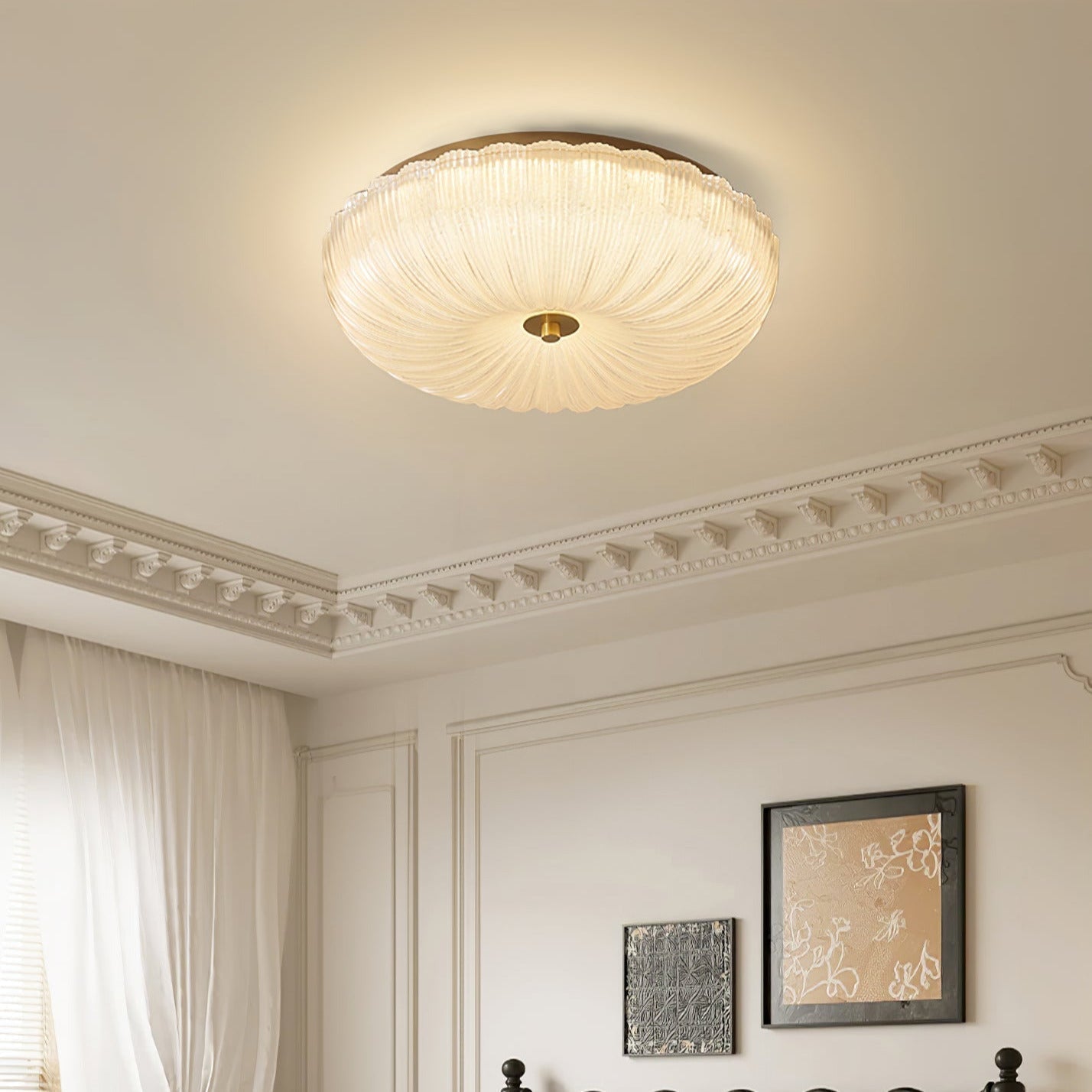 Halo | Elegant tekstureret bølget glas loftslampe