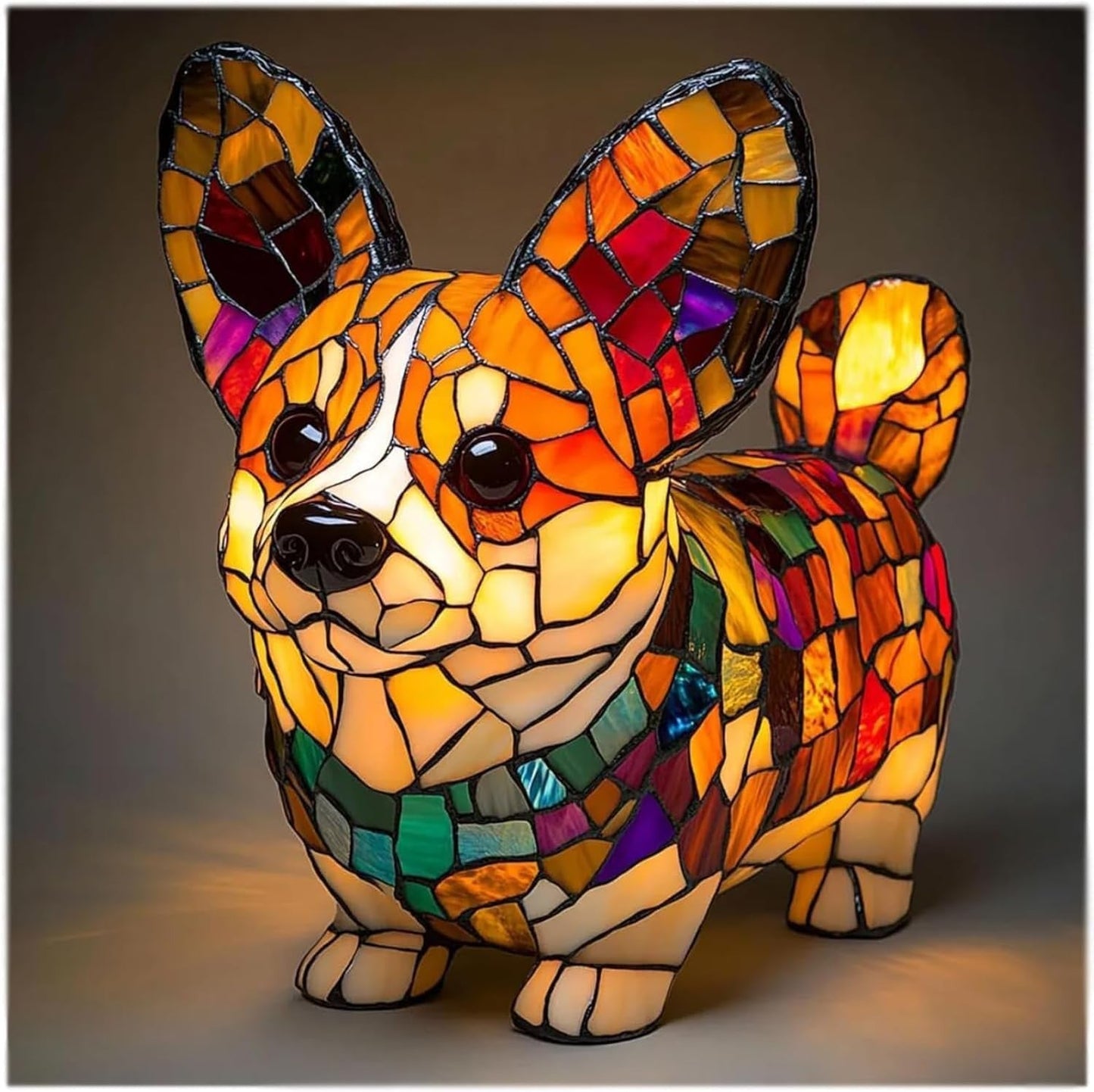 Glasmosaik skulptureret harpats hundefigur accent bordlampe