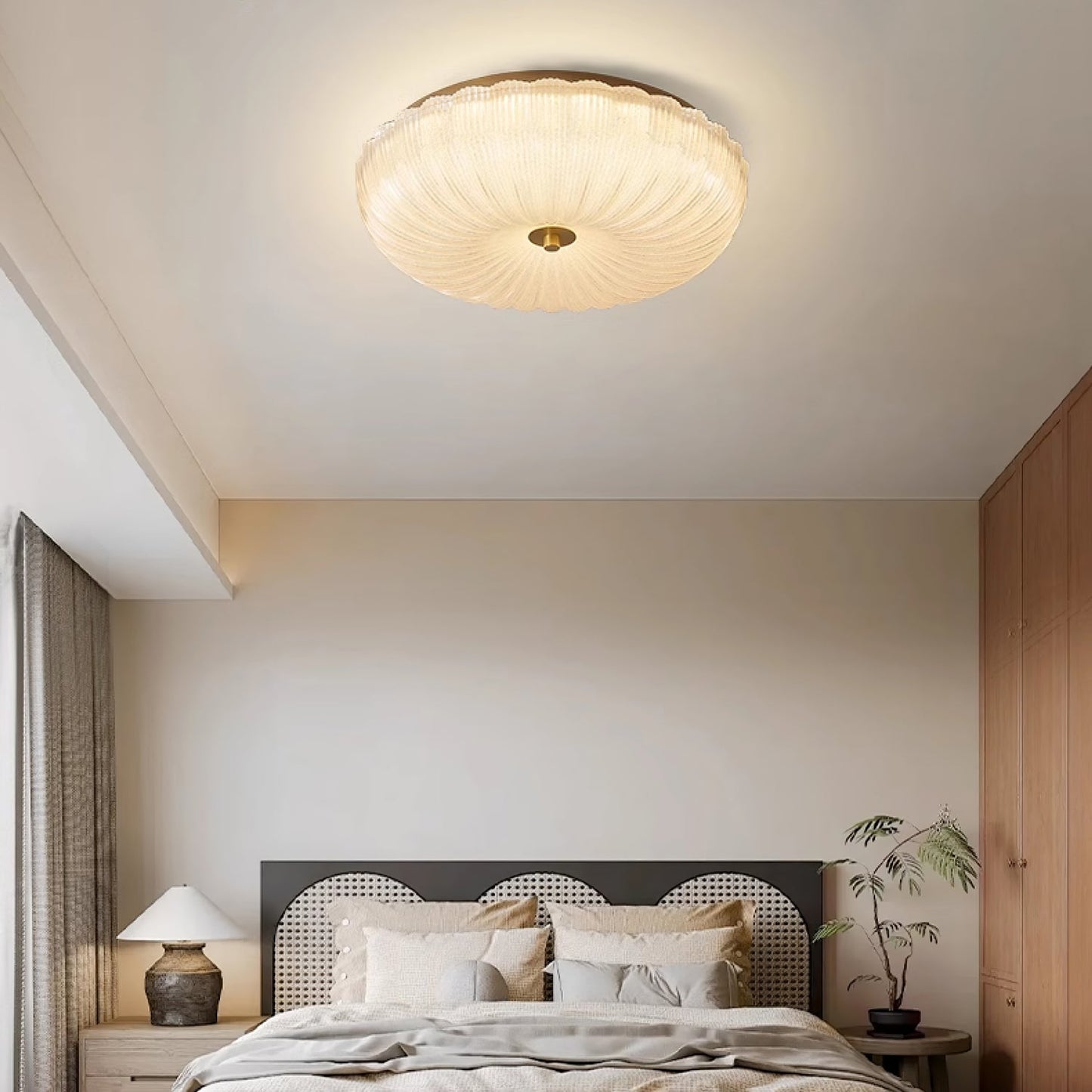 Kendrovia | Nordisk Ribbede Skinnende Glas Loftlampe