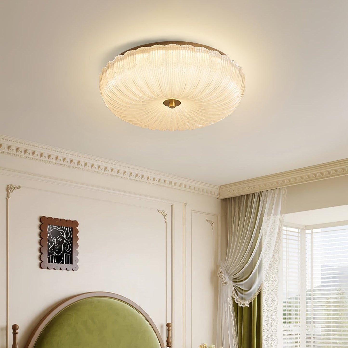 Halo | Elegant tekstureret bølget glas loftslampe