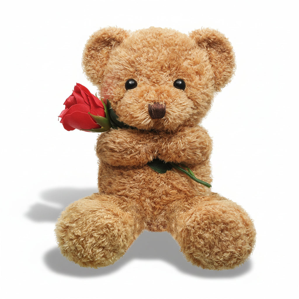 Kælen bamse med rose plysdyr gave  