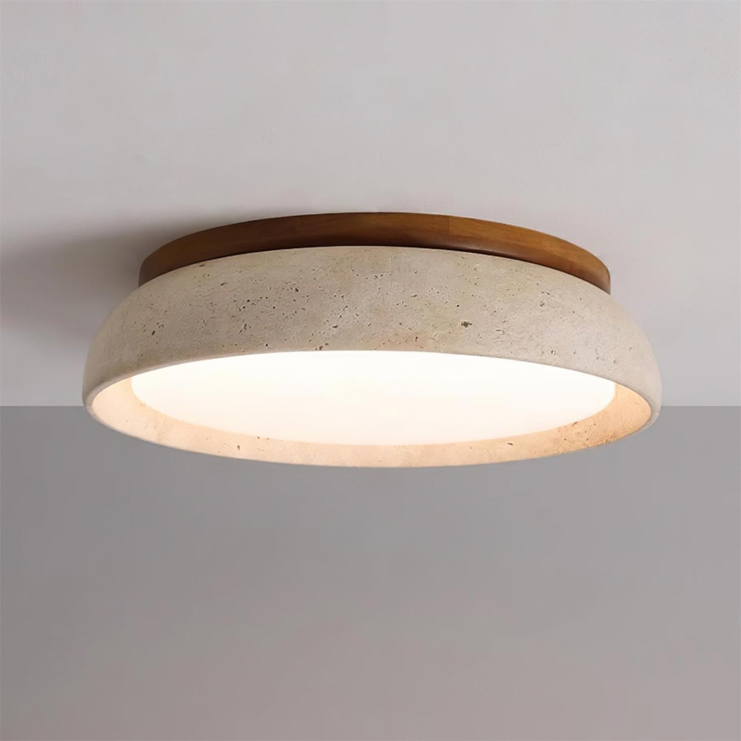 Caelum | Naturlig rund travertin indbygget loftslampe