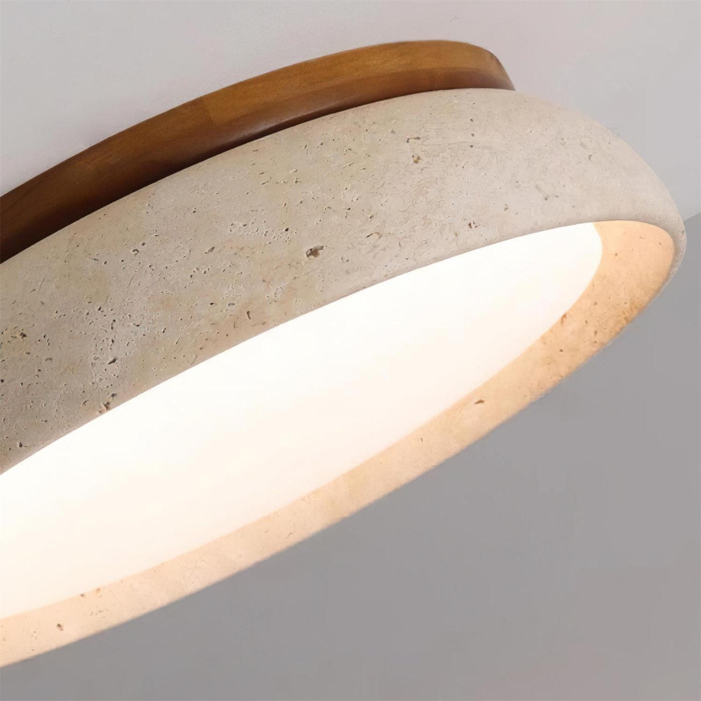 Caelum | Naturlig rund travertin indbygget loftslampe