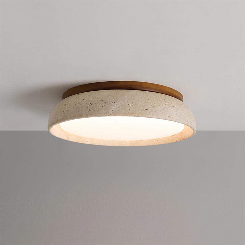 Caelum | Naturlig rund travertin indbygget loftslampe