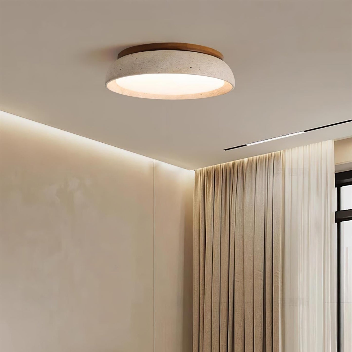 Caelum | Naturlig rund travertin indbygget loftslampe