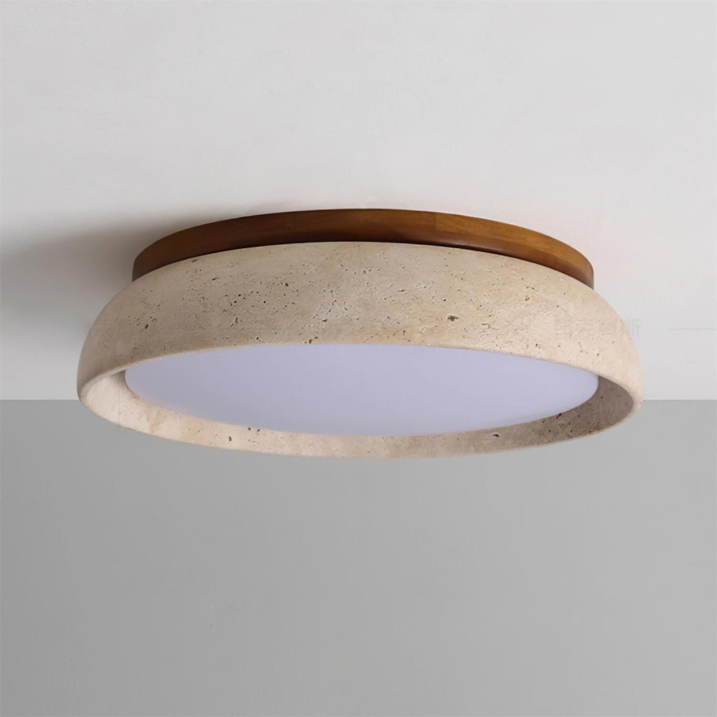 Caelum | Naturlig rund travertin indbygget loftslampe