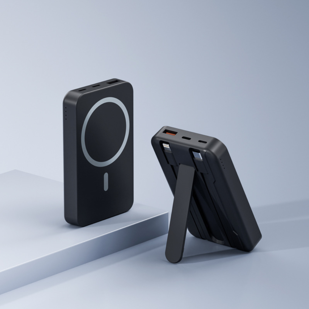 Magnetisk stand hurtig opladning trådløs bærbar powerbank