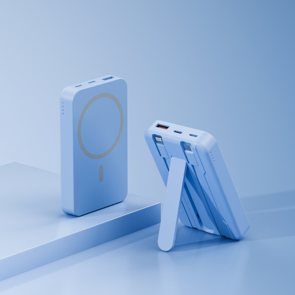 Magnetisk stand hurtig opladning trådløs bærbar powerbank