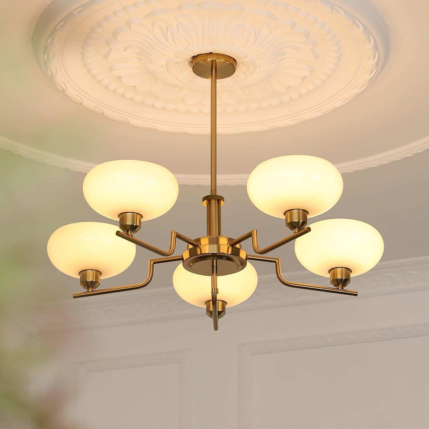 Sythos | Spherical Glass Globe Brass Frame Celestial Chandelier