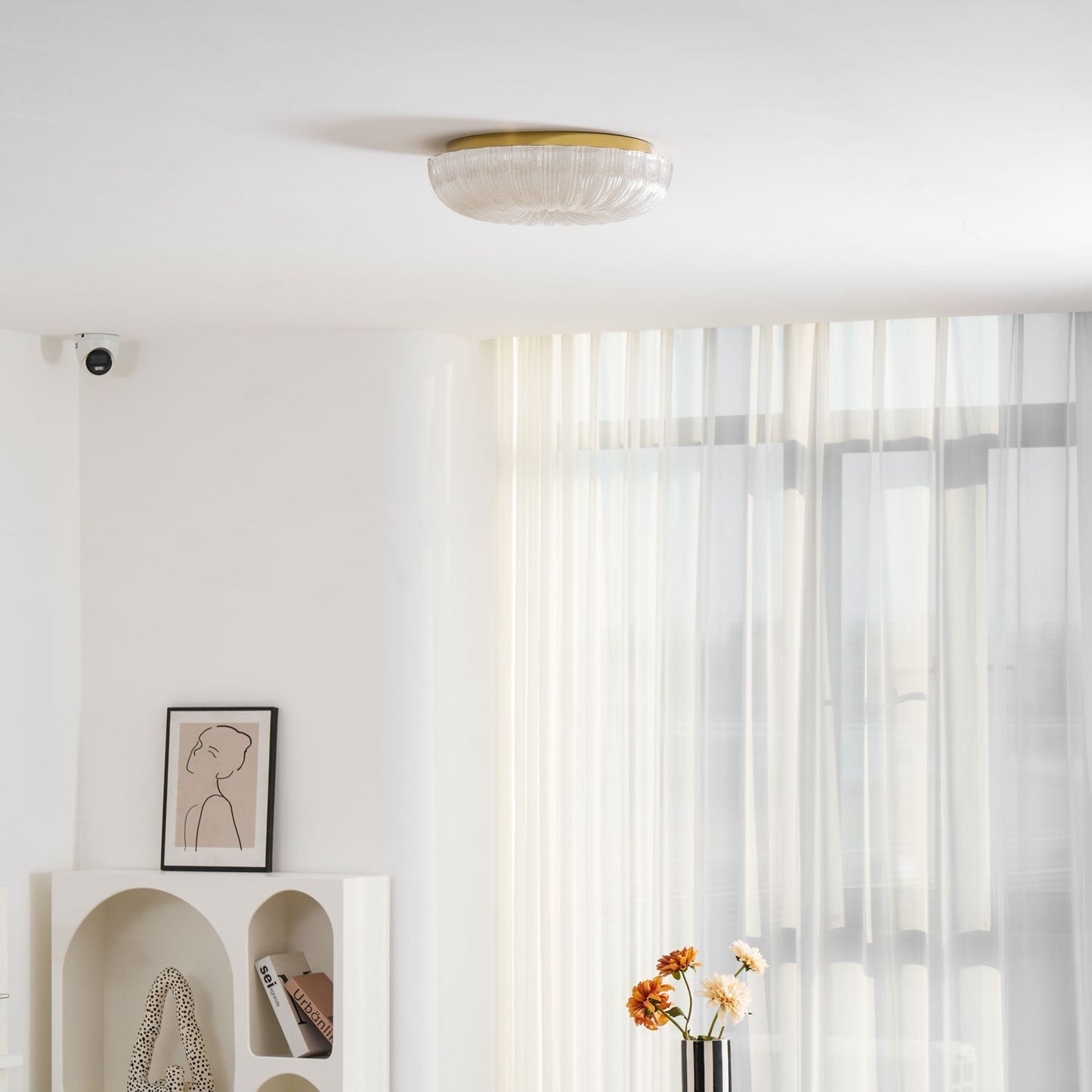 Kendrovia | Nordisk Ribbede Skinnende Glas Loftlampe