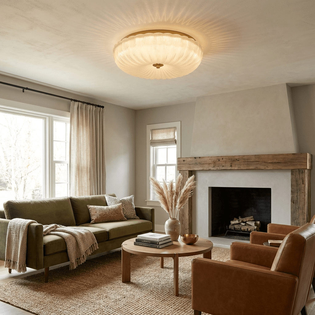 Kendrovia | Nordisk Ribbede Skinnende Glas Loftlampe