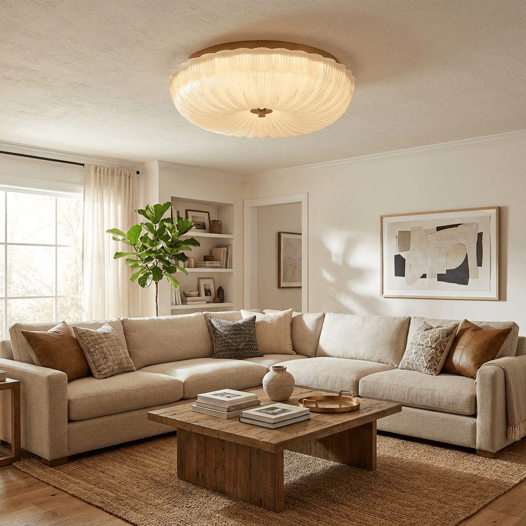 Kendrovia | Nordisk Ribbede Skinnende Glas Loftlampe