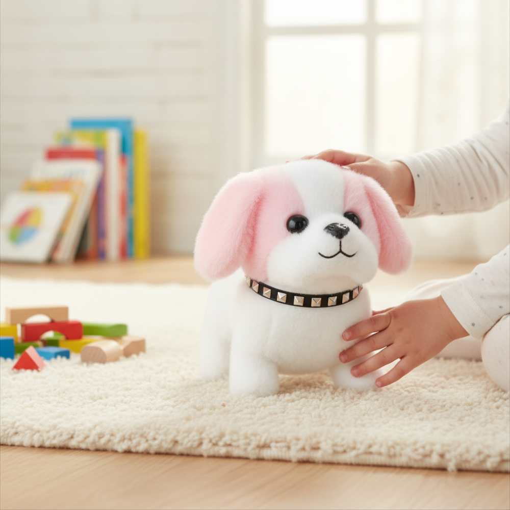 Plys gående, gøende, interaktiv robot hvalpefigur legetøj  