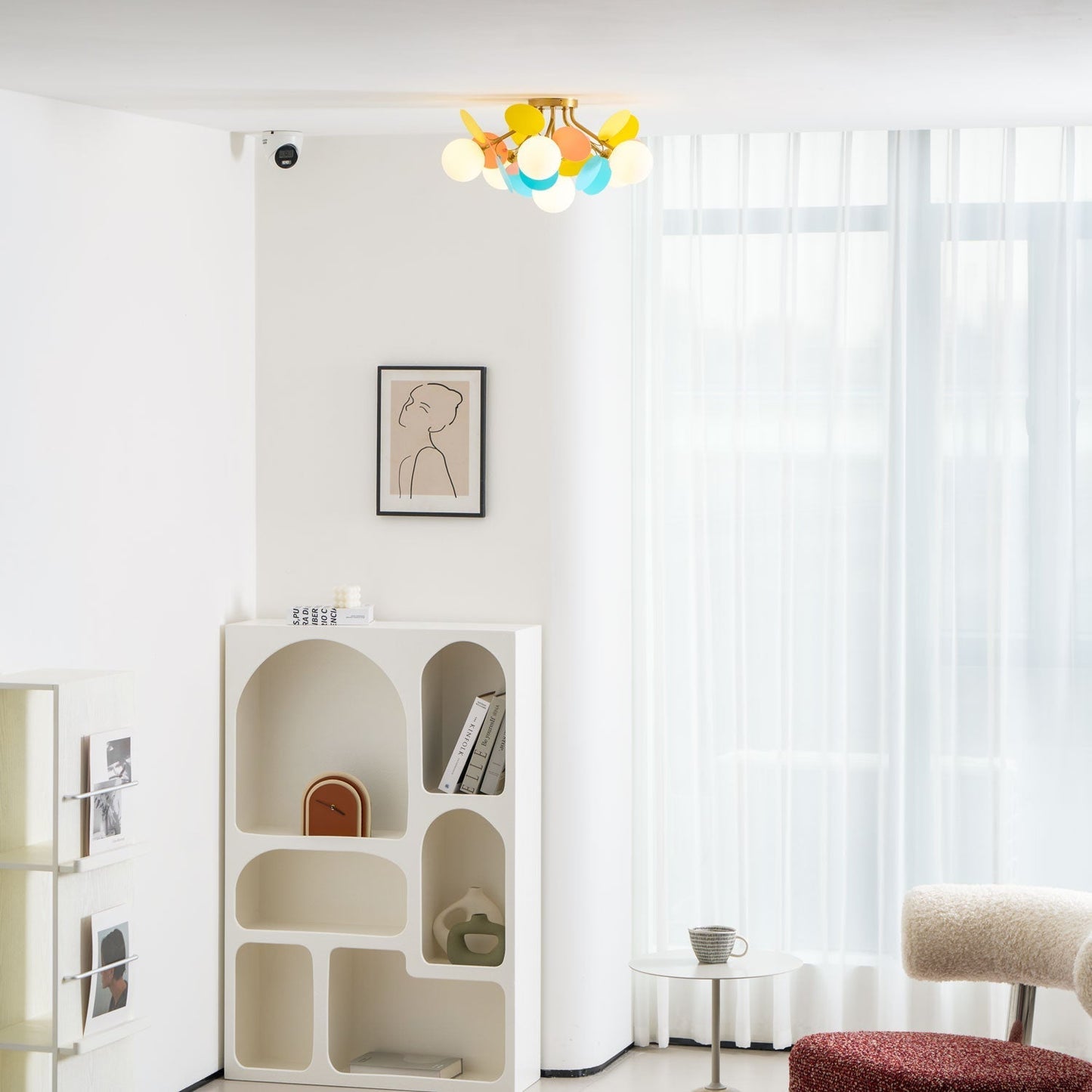 Kalythos | Skulpturel geometrisk disk klynge semi-flush monteret loftslampe