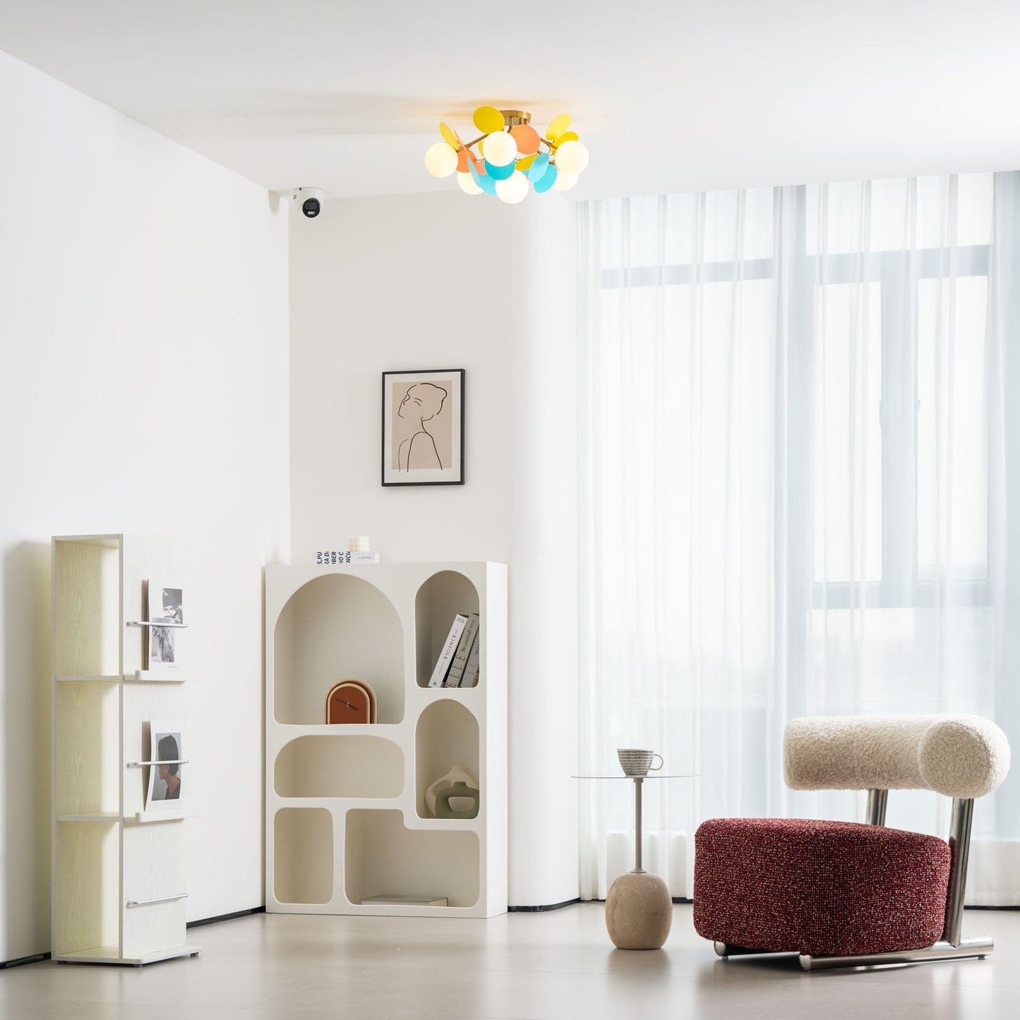 Kalythos | Skulpturel geometrisk disk klynge semi-flush monteret loftslampe