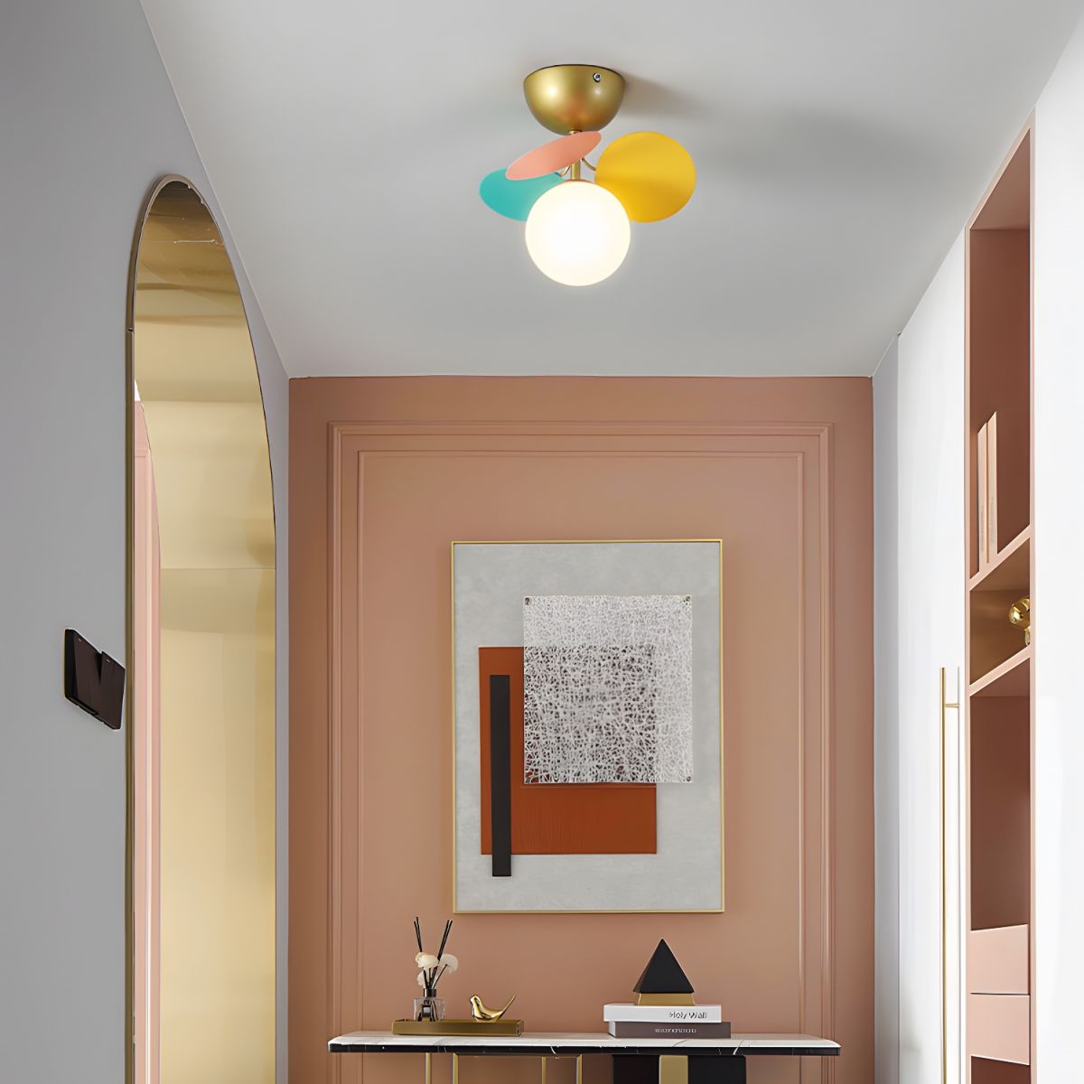 Kalythos | Skulpturel geometrisk disk klynge semi-flush monteret loftslampe
