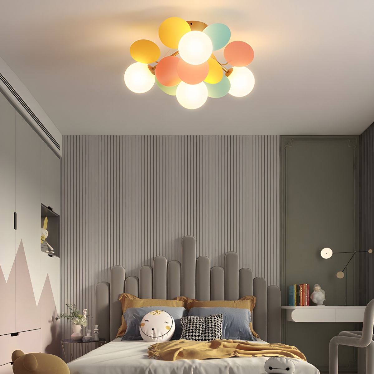 Kalythos | Skulpturel geometrisk disk klynge semi-flush monteret loftslampe