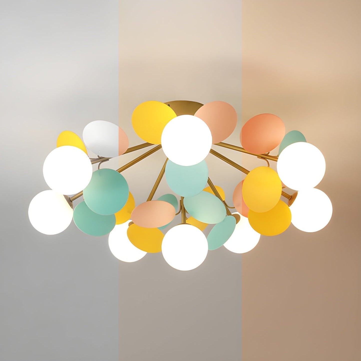 Kalythos | Skulpturel geometrisk disk klynge semi-flush monteret loftslampe