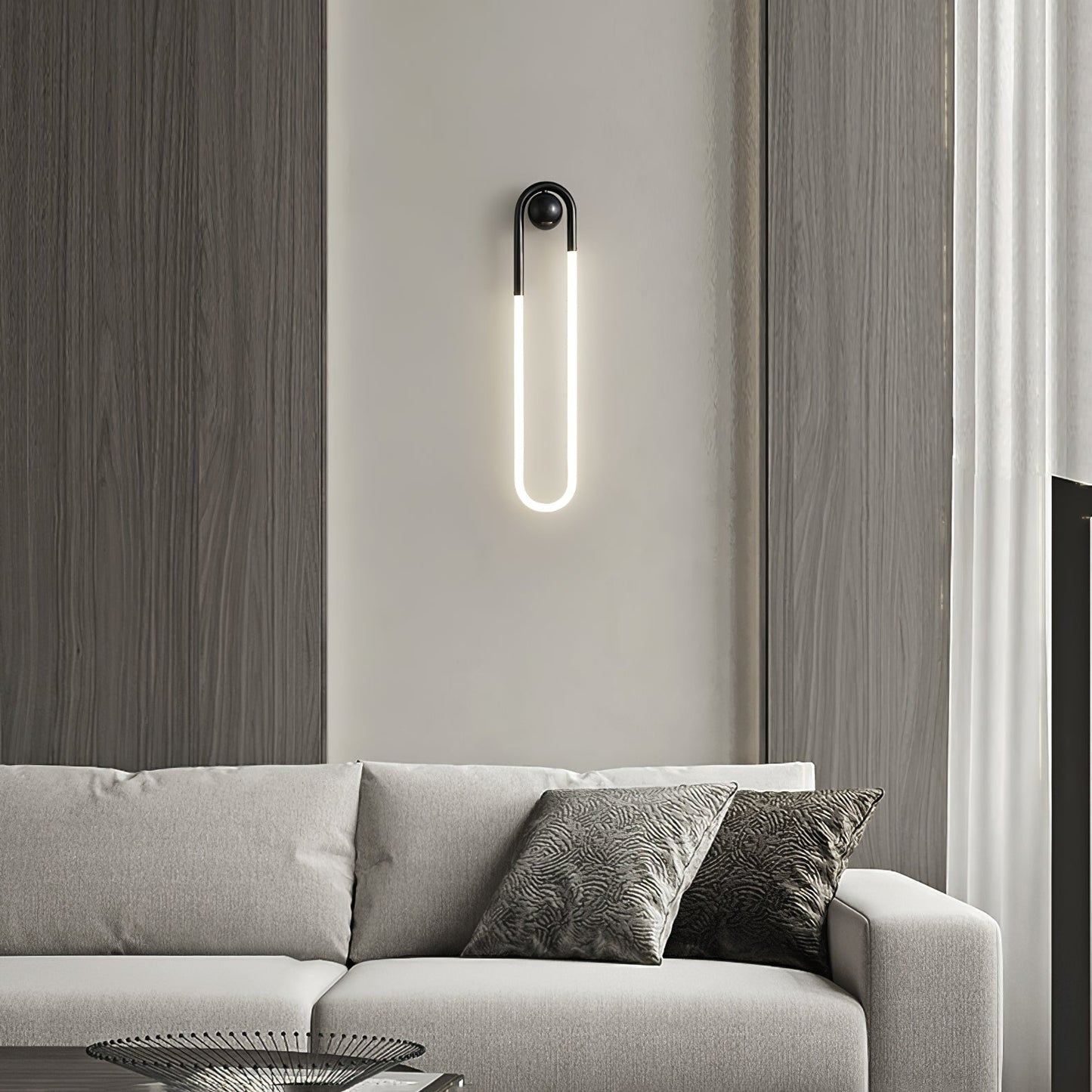 Løkkede messingramme minimalistisk arkitektonisk væglampe