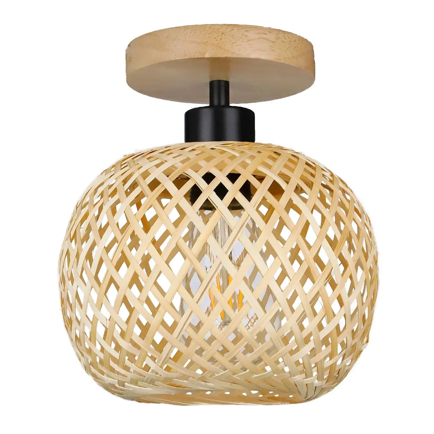 Håndvævet bambus rattan overflademonteret loftlampe