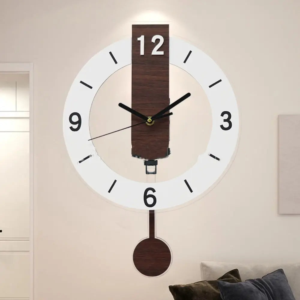 Minimalistisk åben ramme akryl træ pendul vægur