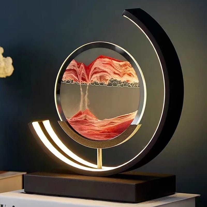 Roterende sandkunst skulptur bordlampe med stemningsbelysning