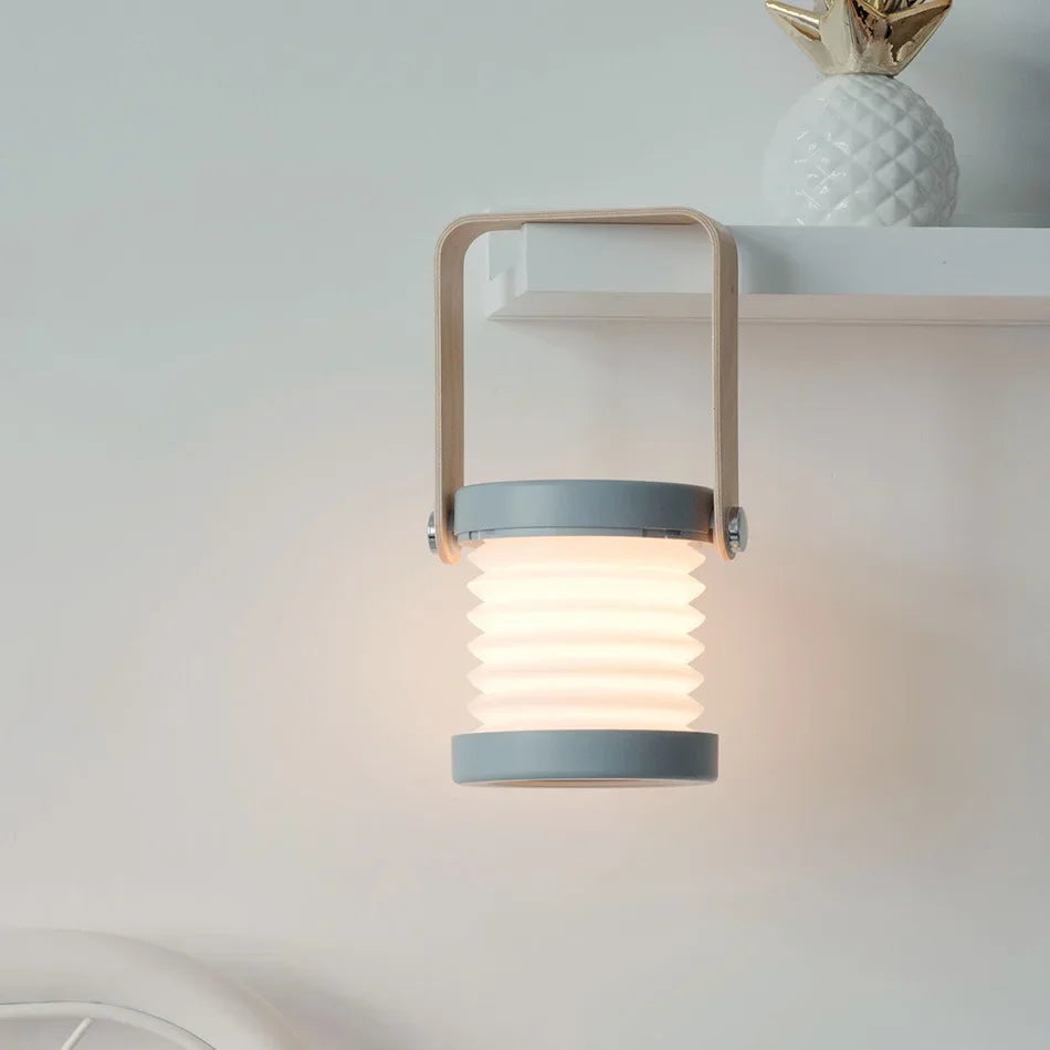 Sammenklappeligt træhåndtag skandinavisk minimalistisk genopladelig bærbar bordlampe