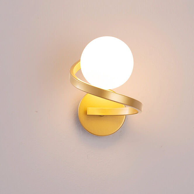 Moderne spiralramme frostet glas globus væglampe