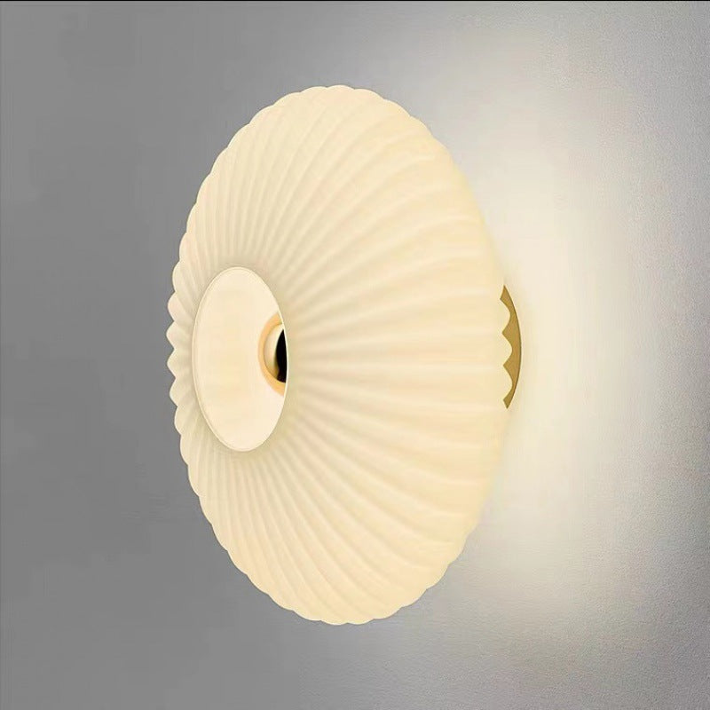 Nordisk vintage stribet bølget glas disk væglampe