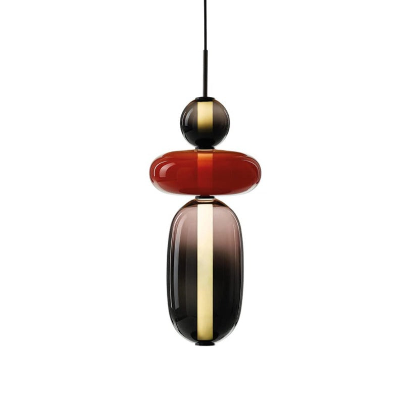 Alvura | Moderne elliptisk lagdelt kunstglas pendellampe