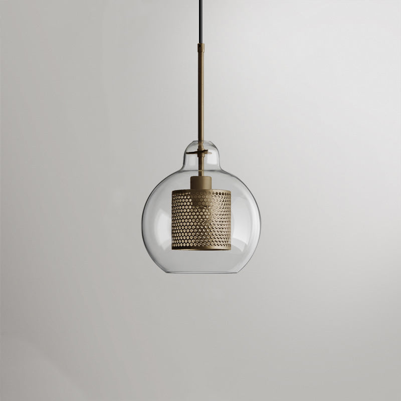 Vaelindor | Slank kugle glas gylden pendellampe