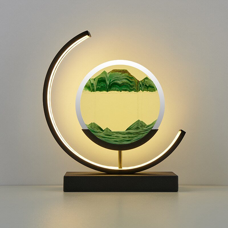 Roterende sandkunst skulptur bordlampe med stemningsbelysning