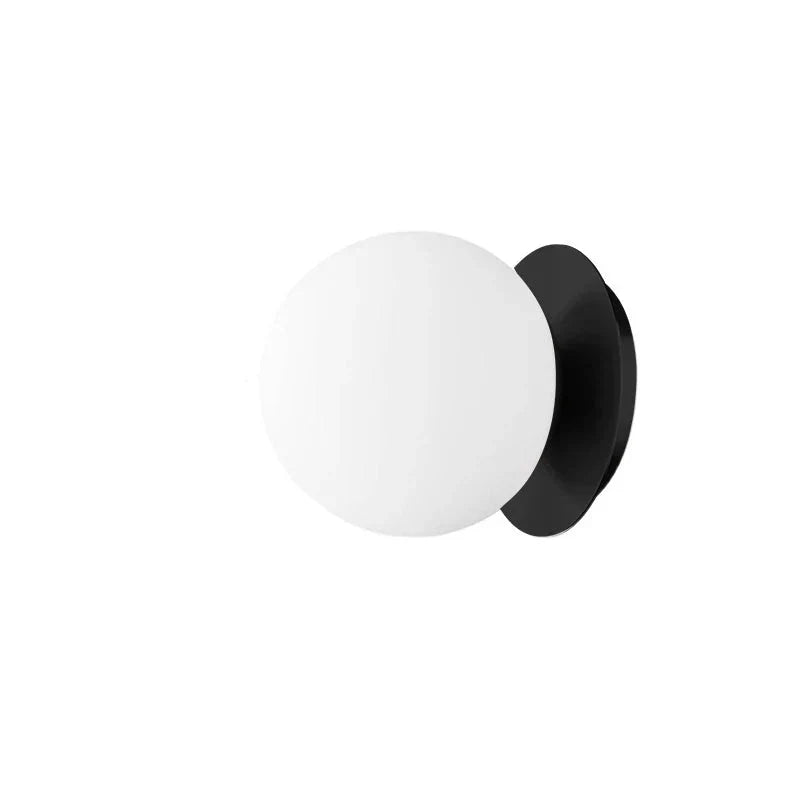 Nordisk opal globus glas smedejern væglampe