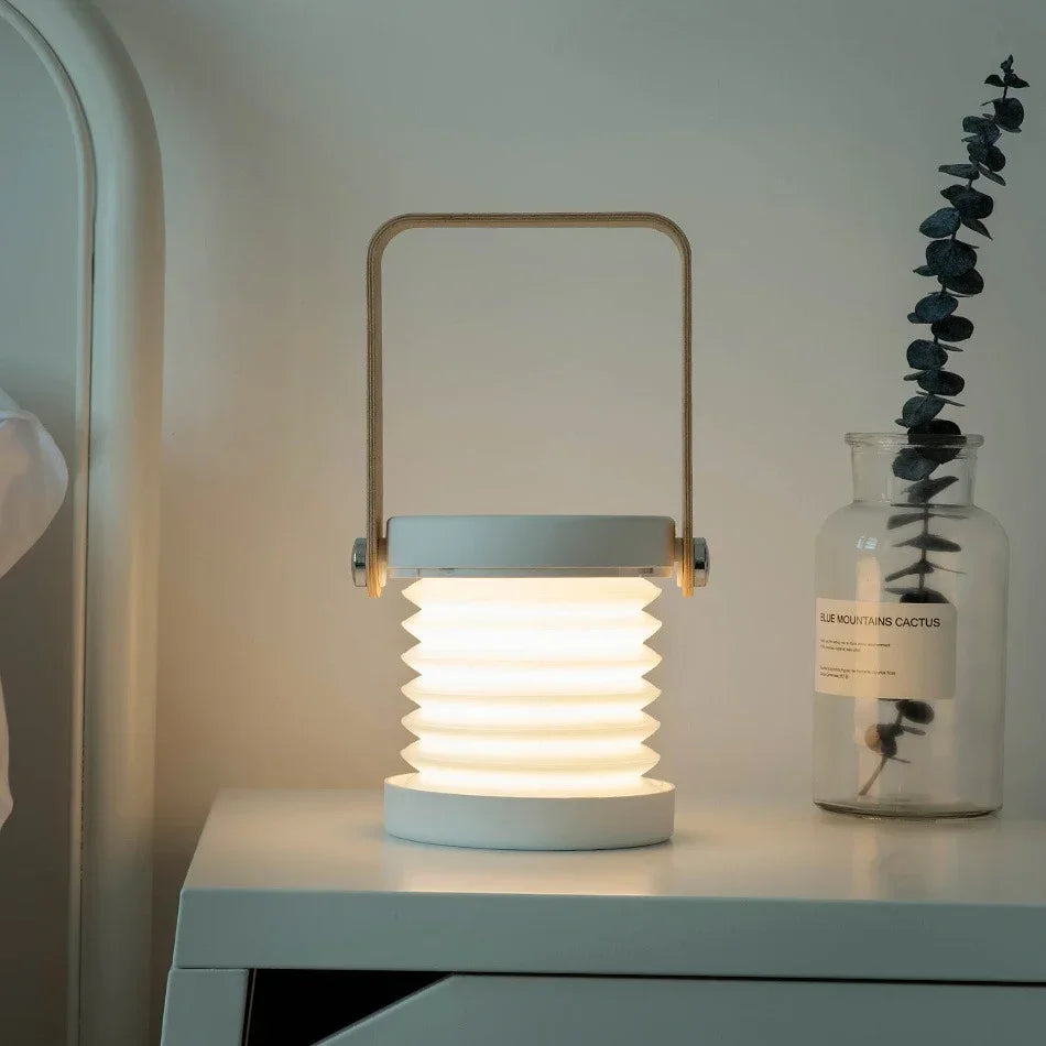 Sammenklappeligt træhåndtag skandinavisk minimalistisk genopladelig bærbar bordlampe
