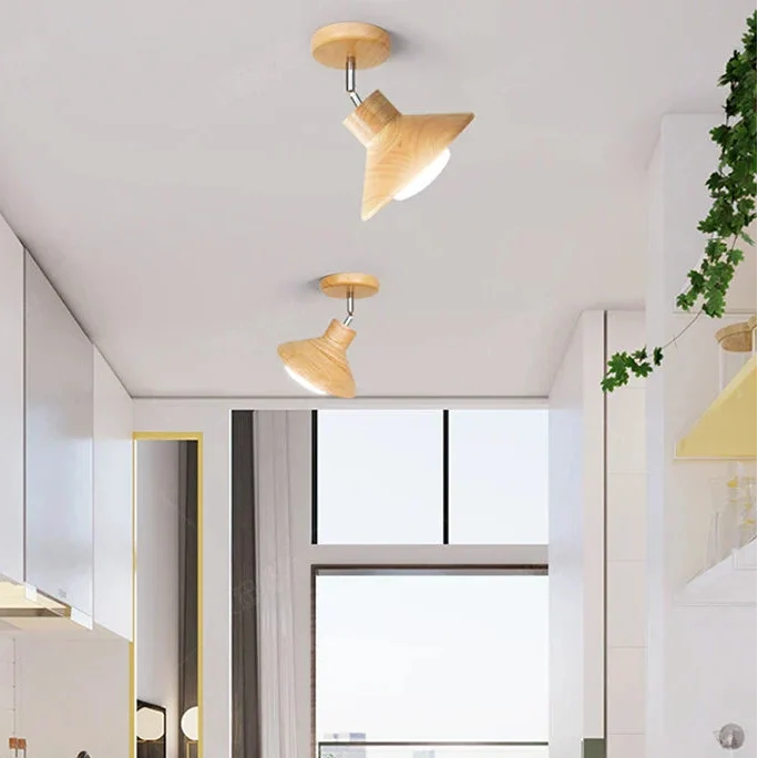 Naturligt træ kegle silhuet skandinavisk minimalistisk loftlampe