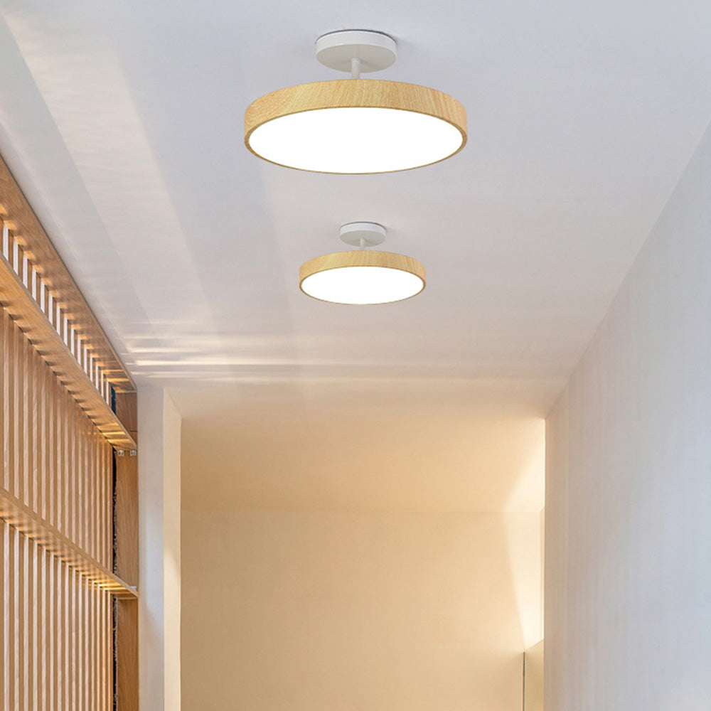 Sylva | Moderne træstruktur cirkulær semi-flush loftslampe