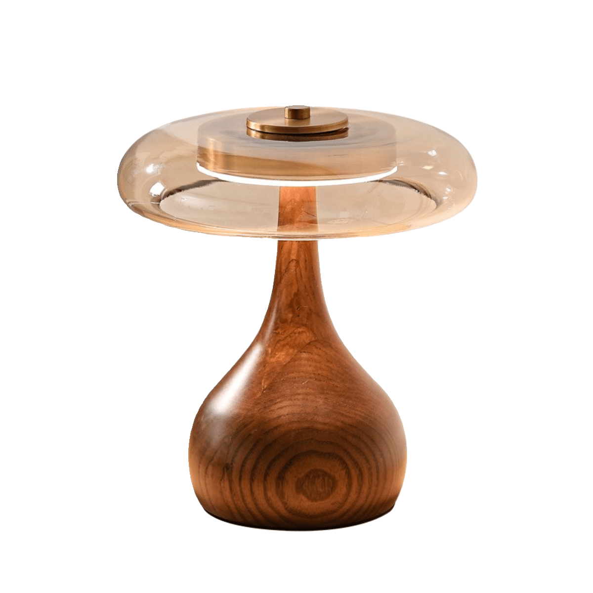 Vancorim | Japandi buet træ amber glas bordlampe