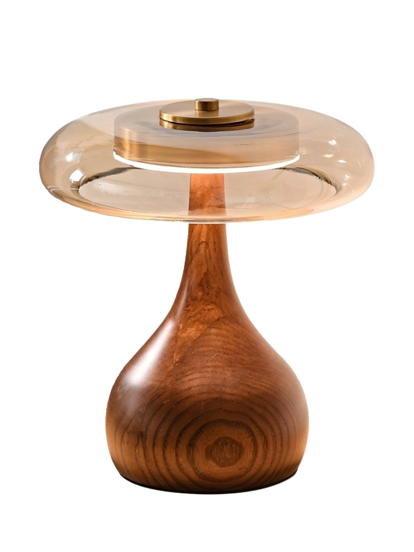 Vancorim | Japandi buet træ amber glas bordlampe