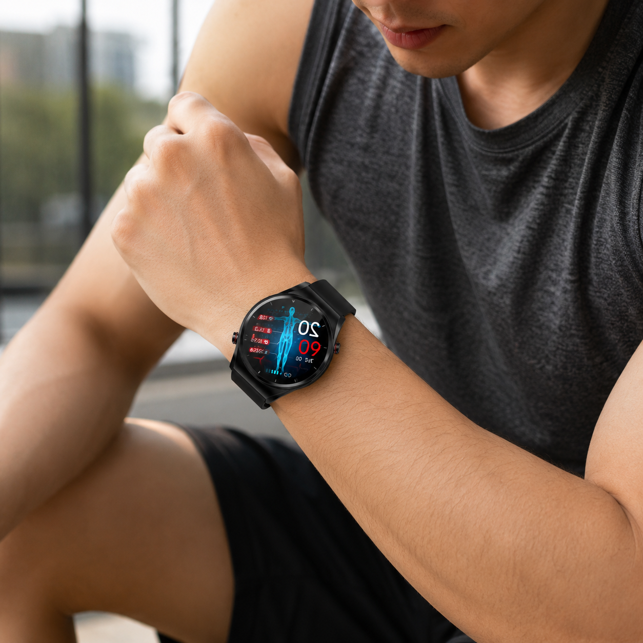 Touchscreen genopladelig bærbar smartwatch fitness aktivitets tracker monitor