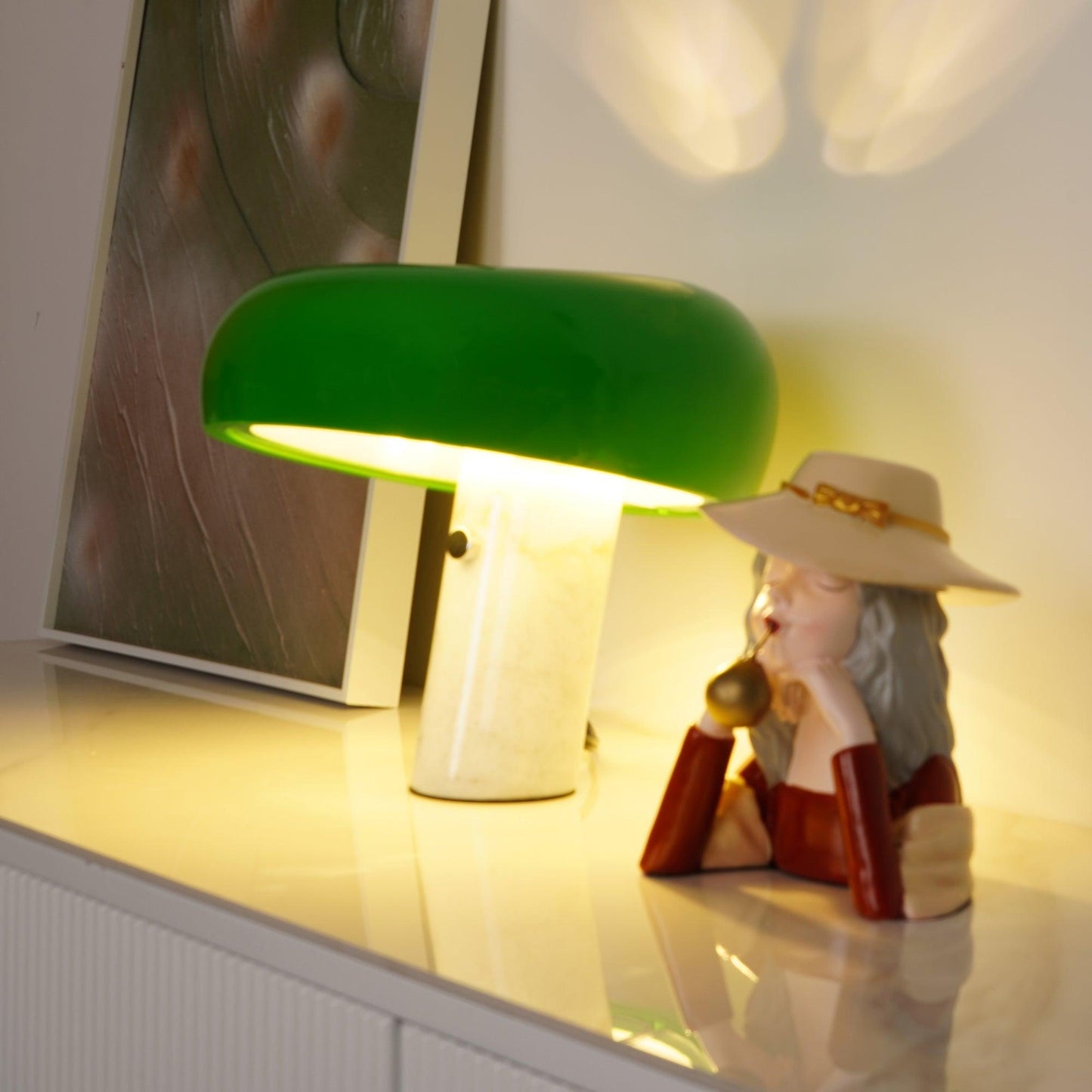 Kendrivol | Kuppelformet silhuet italiensk marmor accent bordlampe  
