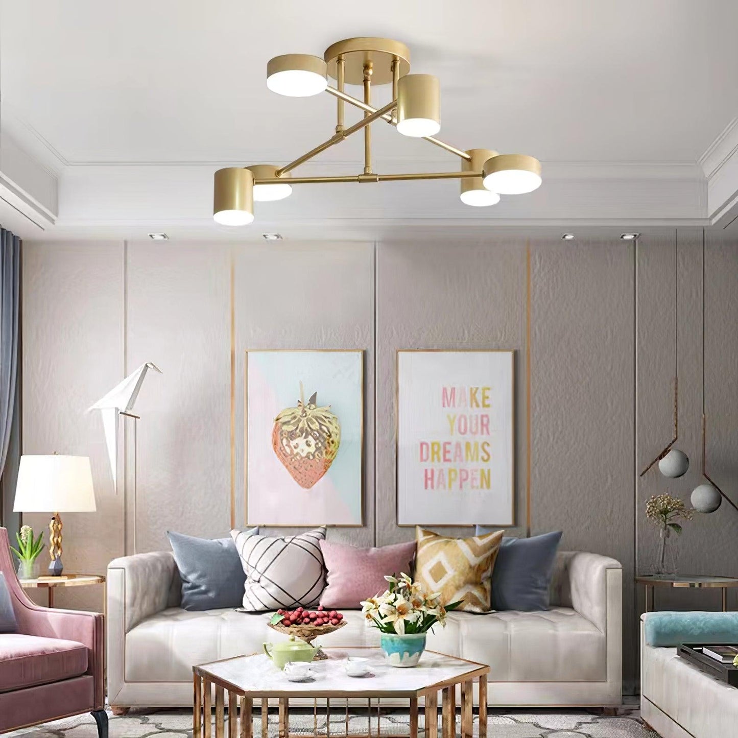Lyrixen | Minimalistisk akryl geometrisk Sputnik loftslampe