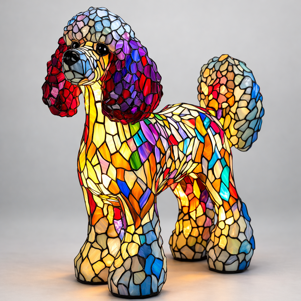 Mosaik glasmosaik hundedesign bordlampe