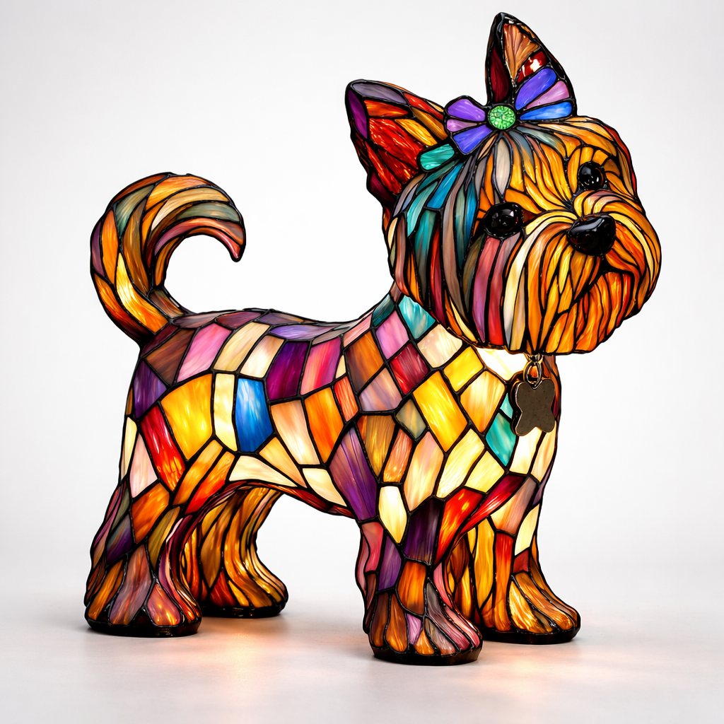 Mosaik glasmosaik hundedesign bordlampe