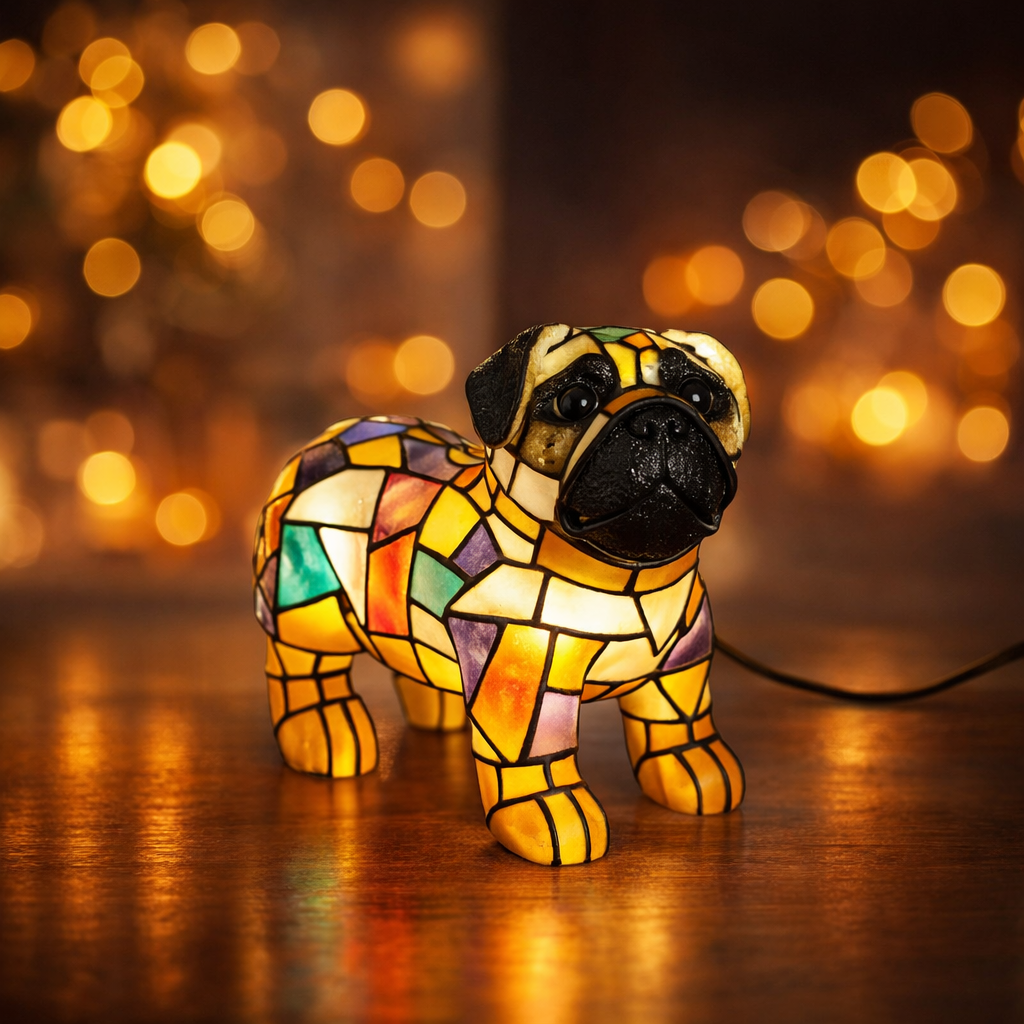 Glasmosaik skulptureret harpats hundefigur accent bordlampe