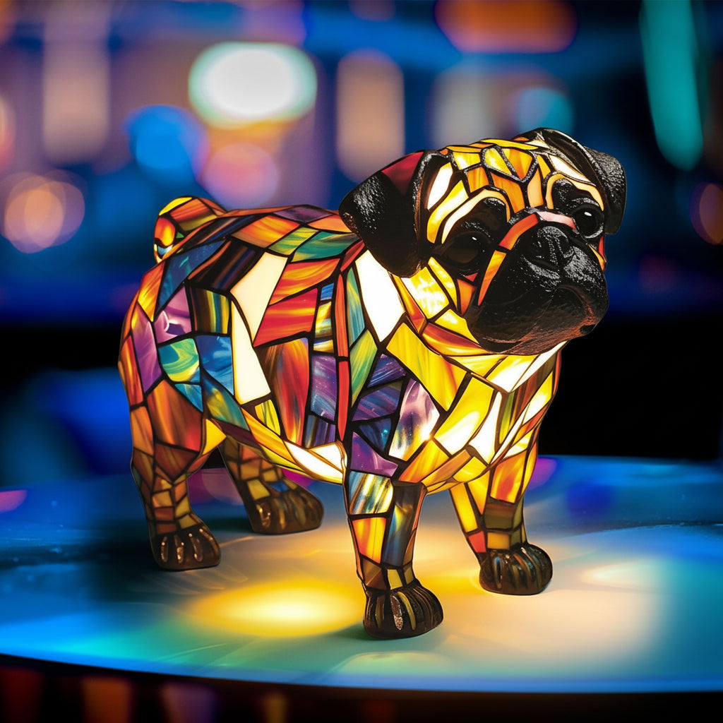 Glasmosaik skulptureret harpats hundefigur accent bordlampe