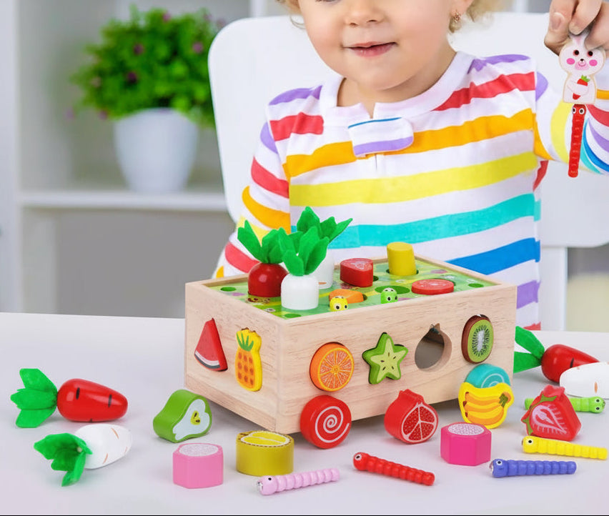 Træsorterings bondegårdslegetøj Montessori uddannelsessæt  